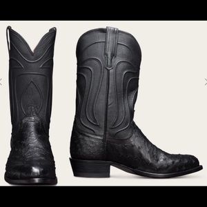 Tecovas Full Quill Black Ostrich Cowboy Boot Sz 9